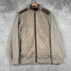 Luchiano Visconti Sport Edition Jacket Mens Large Quilted Faux Suede Ribbed Tan
